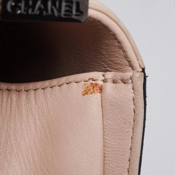 Chanel Bi-Color Beige/Black Leather Medium Boy Bag - Picture 12 of 12